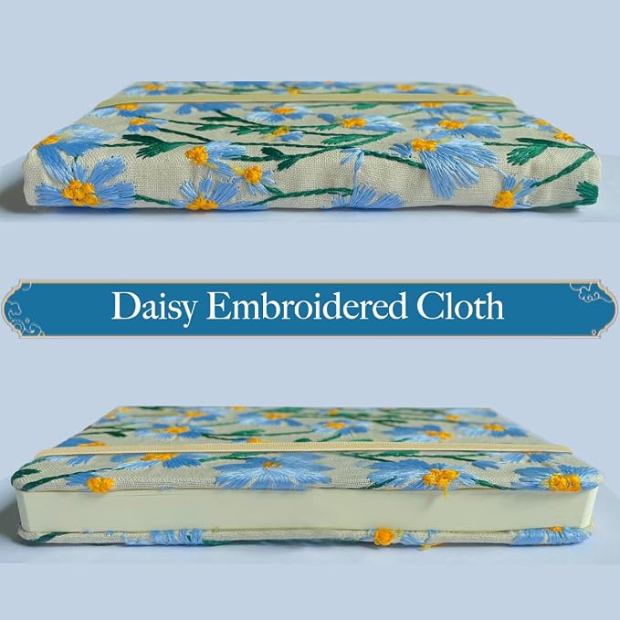 A5 Notebook, Flower Journal, Embroidered Notebook, Lay Flat, Wide Ruled Paper - Image 4