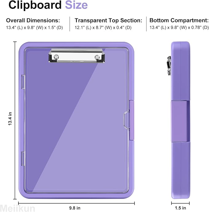Meiikun Clipboard with Storage, Clip Boards 8.5x11 with Dual Storage, Plastic - Image 2