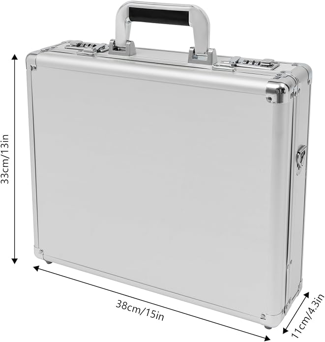 Locking Briefcase, Metal Briefcase w/Strap, Hard Aluminum Carrying Case - Image 9