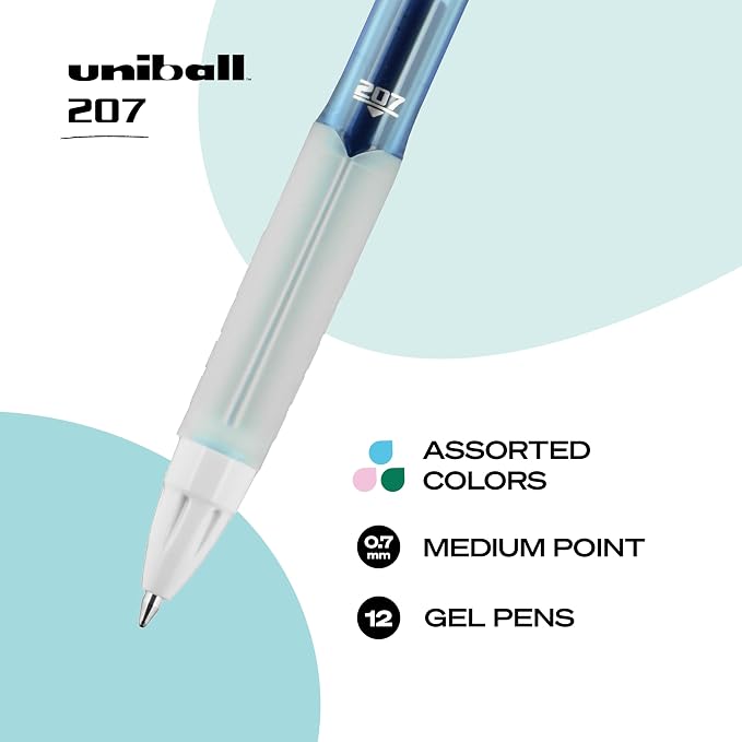 uniball 207 Fashion Retractable Gel Pens, Medium Point, 12 Pack - Image 2