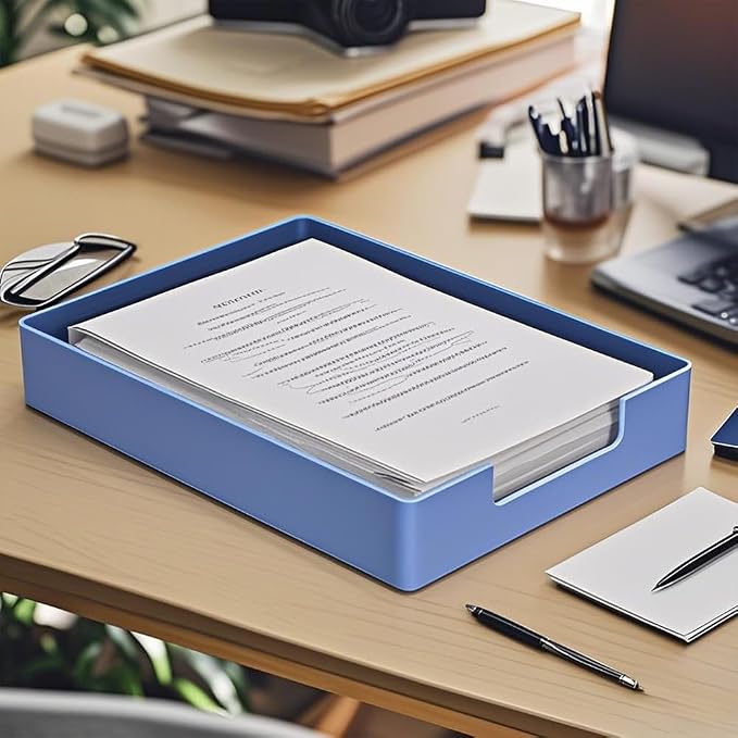 Stackable Letter Tray, 2 Pack Blue, Desk Organizer | Plastic stackable letter - Image 7