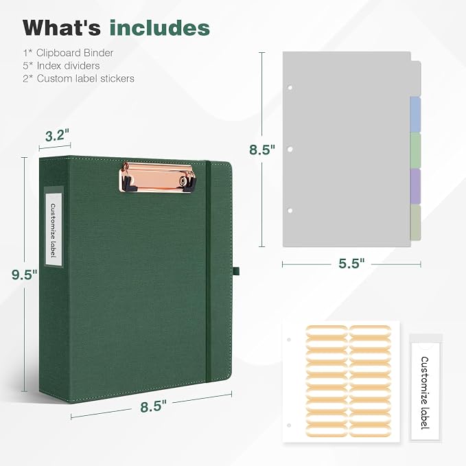 Ospelelf Mini 3 Ring Green Binder 2 inch, 5.5 x 8.5 Small Clipboard Binders - Image 3