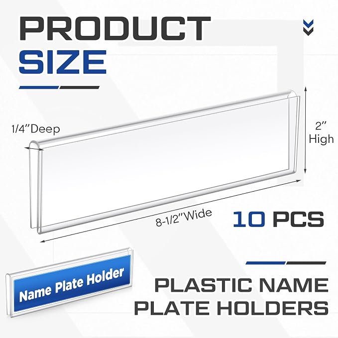 Wonderjune 10 Pack Plastic Cubicle Name Plate Holder 8.5" Wide x 2" High Glass - Image 3