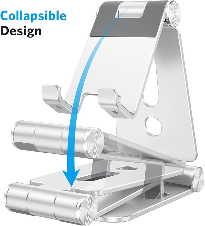 OMOTON Foldable Cell Phone Stand, C4 Portable Aluminum Phone Holder, Adjustable - Image 3