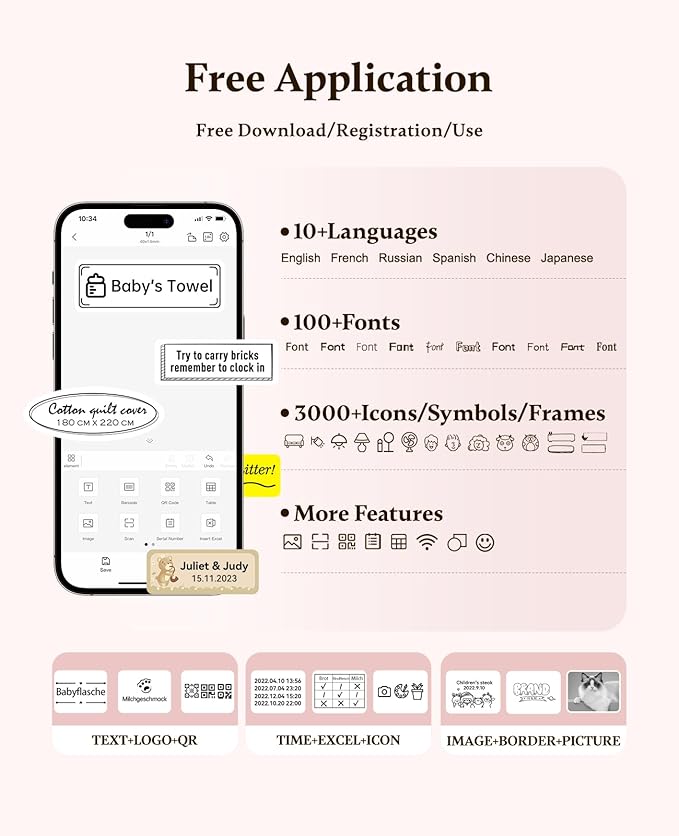 NIIMBOT Label Maker Bluetooth Mini Label Printer D11 2024 Version, Portable Label Maker with Tape Thermal Sticker Small Labeler, 300 DPI High Clearity Rechargeable, Pink-DeskLoop Office