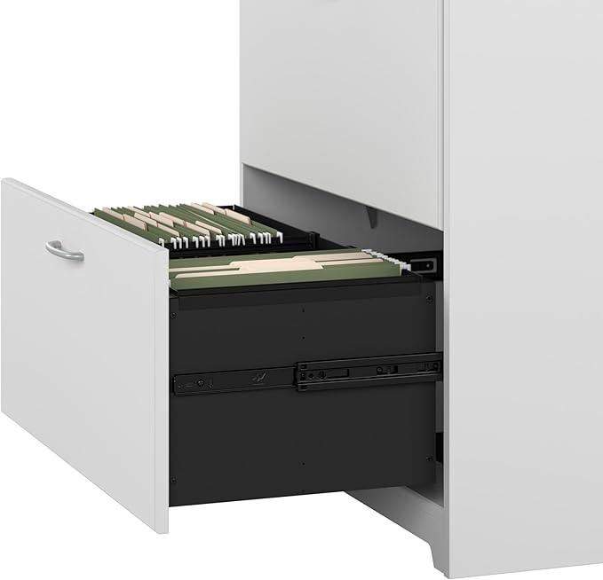 Bush Furniture Cabot 2 Drawer Lateral File Cabinet in White, Home Office Chest for Letter, Legal, and A4-size Document Storage-DeskLoop Office