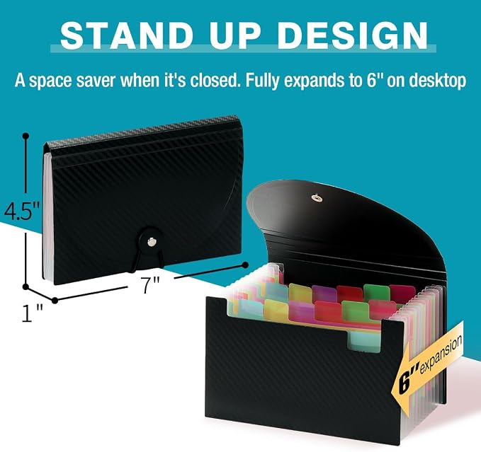 H4D Coupon Receipt Holder, 13 Pocket Accordion File Organizer, 7x4.5 Inches - Image 2