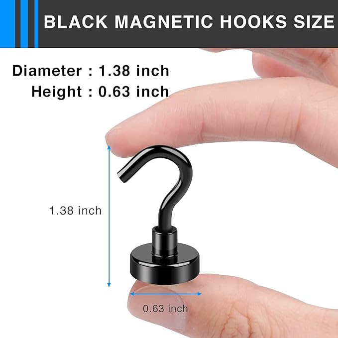 LOVIMAG Magnetic Hooks，30Lbs Black Magnet Hooks - Image 2