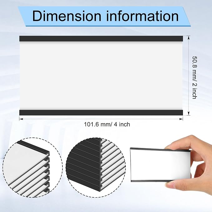Fulmoon 100 Sets Magnetic Label Holders 4 x 2 Inch C Channel Label Holders - Image 2