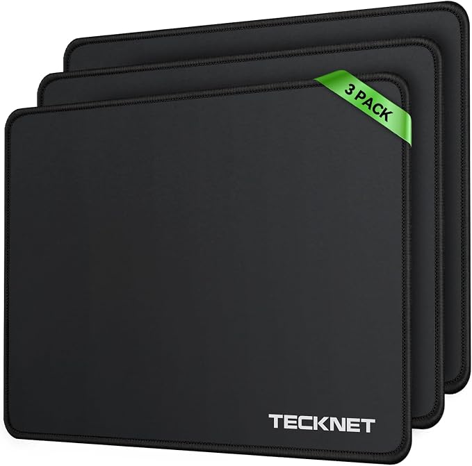 TECKNET 3 Pack Mouse Pad with Anti-fray Stitching, Waterproof Surface & by Tecknet