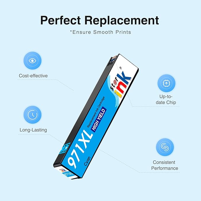 970XL 971XL Ink Cartridges High Yield Replacement for HP 970XL 971XL 970 971 Compatible with Officejet Pro X476dw X576dw X451dw X551dw X451dn X476dn Printer,4 Pack (Black, Cyan, Magenta, Yellow)-DeskLoop Office