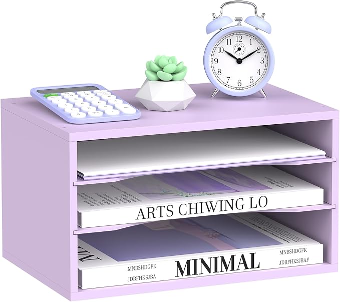 SUPEASY Wood Desk Organizer, 3 Tier Paper File Organizer by SUPEASY