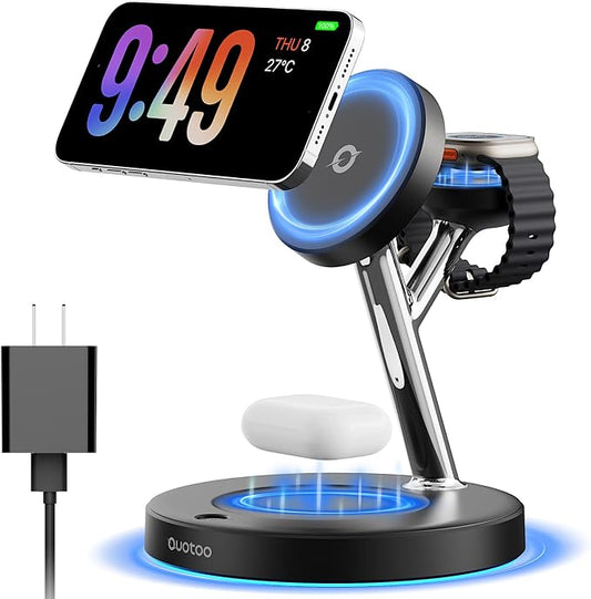 【Adjustable Blue Ambient Light】 Wireless Charger 3 in 1 by Ouotoo