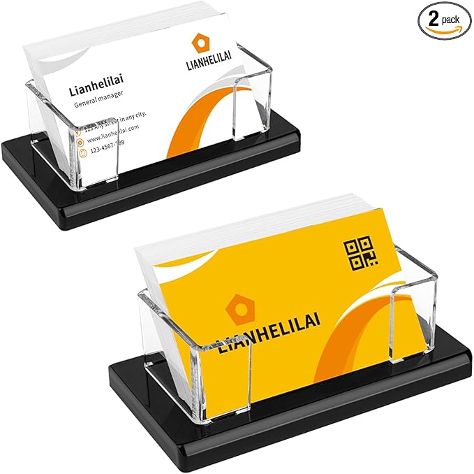 2Pack Acrylic Business Card Holder Black Enlarged Holds 120 Cards for Office/Exhibition/Restaurant Desk/Counter Display Name Card Organizer Stand-DeskLoop Office