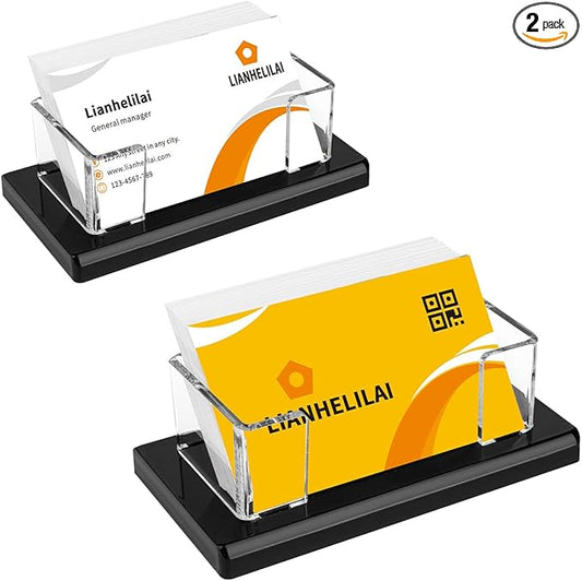 2Pack Acrylic Business Card Holder Black Enlarged Holds 120 Cards for Office/Exhibition/Restaurant Desk/Counter Display Name Card Organizer Stand-DeskLoop Office