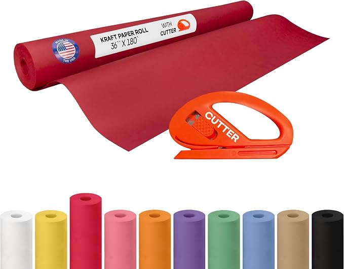 Christmas Red Kraft Paper Roll 36" x 2160" by IDLPackaging