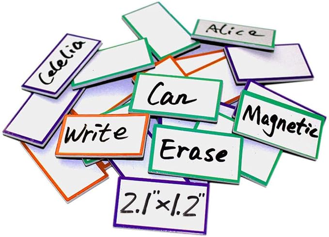 ZHIDIAN Magnetic Dry Erase Labels 2.1" x 1.2", Blank Name Tags Plates by ZHIDIAN
