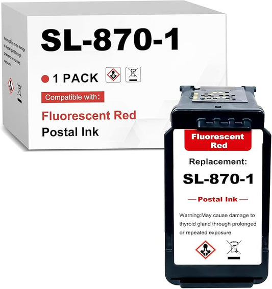 SL-870-1 XXL Fluorescent Red Ink Cartridge Compatible for PB New SendPro Mailstation Postage Meter (CSD1) - 1 Pack(18ML) 18M-DeskLoop Office