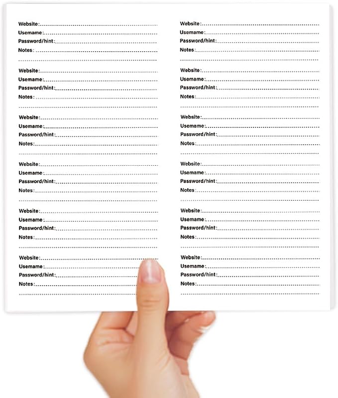 Travelers Notebook Inserts, Small Password Notebooks, Standard Regular TN by Bestartsuppliesforyou
