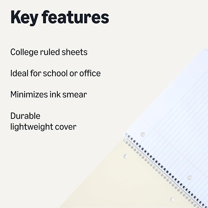 Amazon Basics College Ruled Spiral Notebook, - Image 2