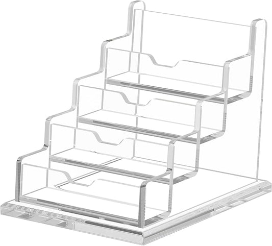 NIUBEE Clear Business Cards Holders 4 Tier Acrylic Card Holder for Business Cards, 4 Slots Business Card Display for Desk Counter, 300 Card Capacity, 1 Pack-DeskLoop Office