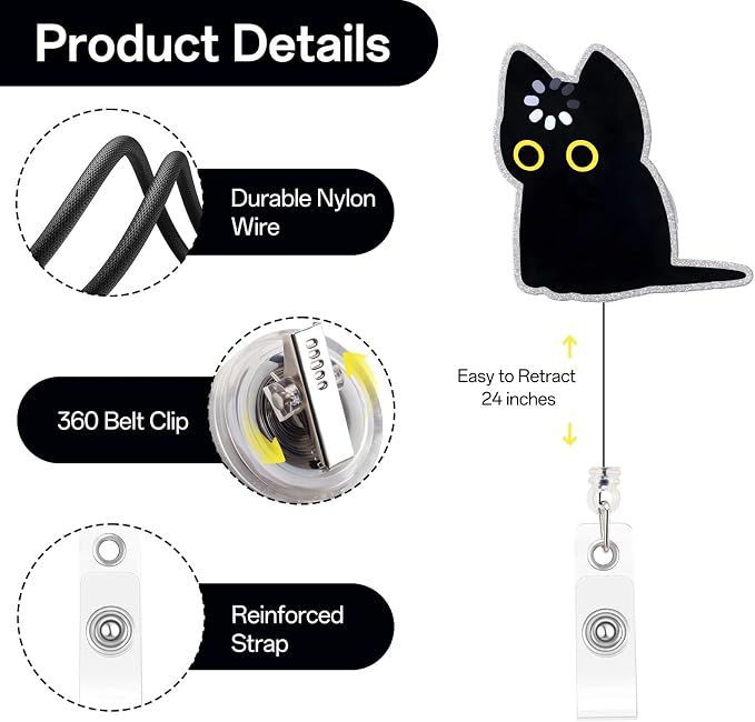 Funny Nurse Badge Reel, Cute Cat Holder - Image 2