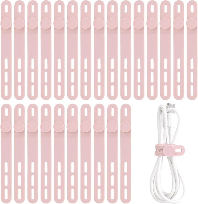 Oligei 25 Pcs Silicone Cable Ties, Cable Ties Reusable, High Elasticity Cord by Oligei