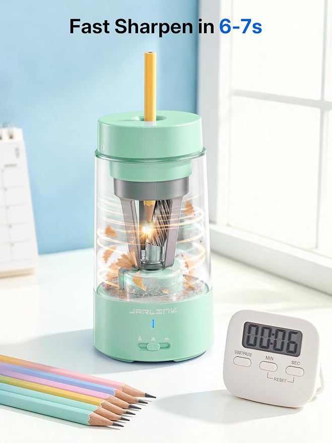 JARLINK Electric Pencil Sharpener, Fully Automatic Rechargeable Pencil Sharpener - Image 6