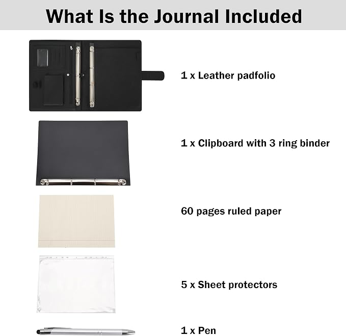 Wonderpool A4 PU Leather 3 & 4 Ring Holder Writing Portfolio Multi Document Case - Image 4