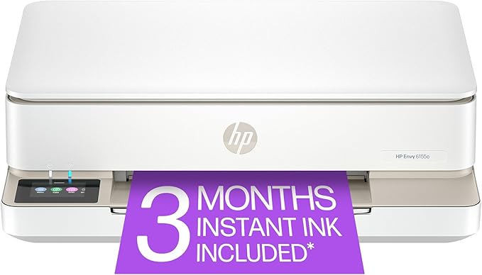 HP Envy 6155e Wireless All-in-One Color Inkjet Printer, Print, scan, Copy, Duplex Printing Best-for-Home, 3 month Instant Ink trial included (714L5A)-DeskLoop Office