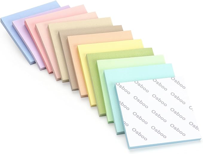 Osboo Sticky Notes 3x3 Inch, 12 Pack, 12 Pastel Multi Colors Note Pads - Image 8