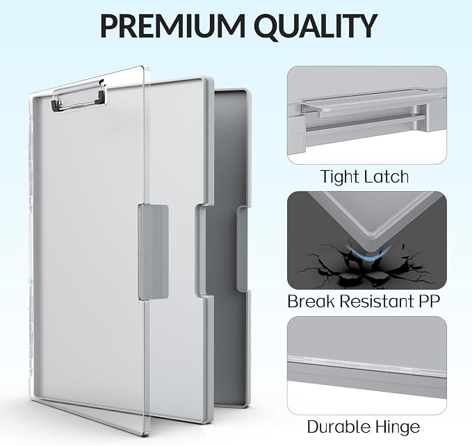 Sooez Clipboard with Storage, Heavy Duty Cleaview Clip Boards 8.5x11 with Dual - Image 4