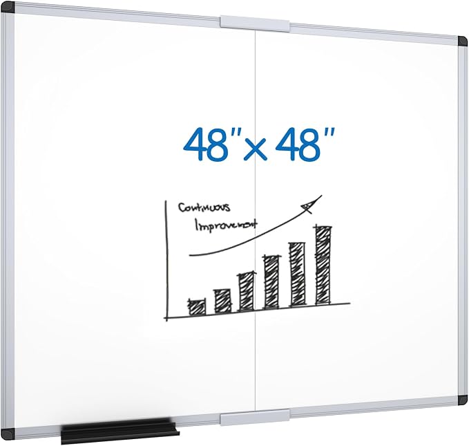 VIZ-PRO Magnetic Foldable Whiteboard, 48 x 48 Inches, Dry Erase Wall Mounted by VIZ-PRO