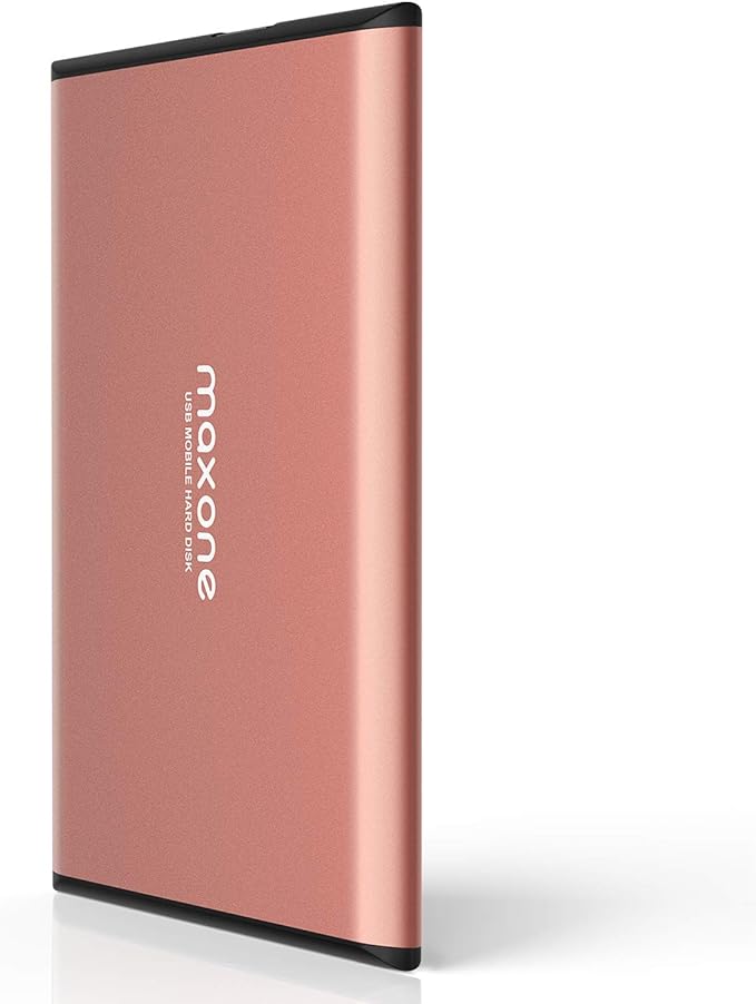 Maxone 160GB External Hard Drive Portable 2.5'' Ultra Slim HDD Storage USB 3.0 Compatible with PC, Laptop, Rose Pink-DeskLoop Office