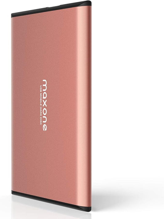 Maxone 160GB External Hard Drive Portable 2.5'' Ultra Slim HDD Storage USB 3.0 Compatible with PC, Laptop, Rose Pink-DeskLoop Office