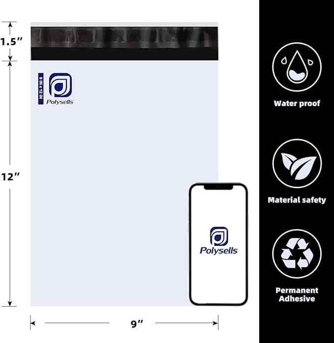 POLYSELLS 200 pcs 9x12 Inches White Poly Mailers Shipping Envelopes, Strong - Image 2