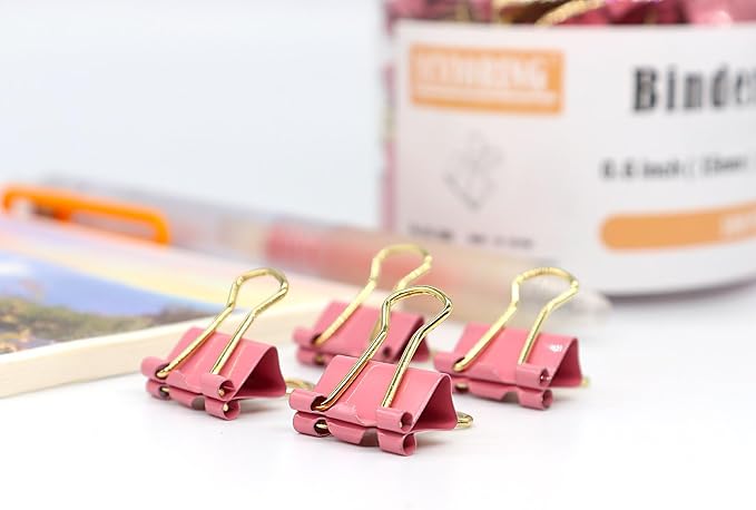 Pink Binder Clips, Small Paper Clamps 15mm, 100 Pack Micro Size Office Clips - Image 4