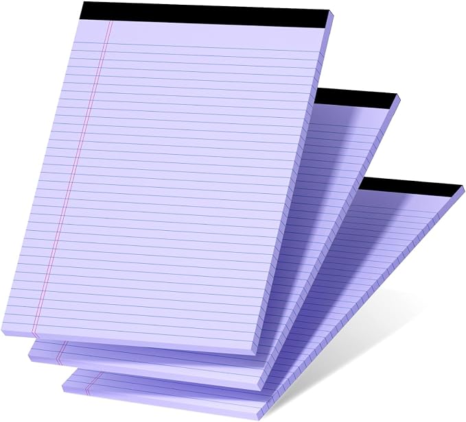 3 Pcs Legal Pads 8.5 x 11 Purple Note Pads 8.5 x 11 Notepad Total 75 Sheets by Nichela