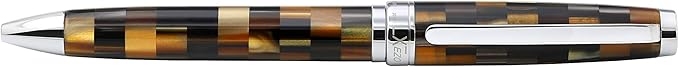 Xezo Urbanite Brass Ballpoint Pen, Medium Point. Woody Brown, Silver, and Black Acrylic Inlay with Chrome Plating. Handcrafted, Limited Edition, Serialized. No Two Alike.-DeskLoop Office