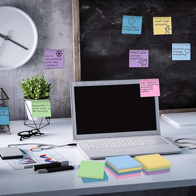MyLifeUNIT Sticky Notes 3x3, Bulk Pack 108 Note Pads 10800 Sheets for Daily Reminder, Self-Stick Notes with 6 Assorted Colors for Office School Home Notebook Supplies-DeskLoop Office