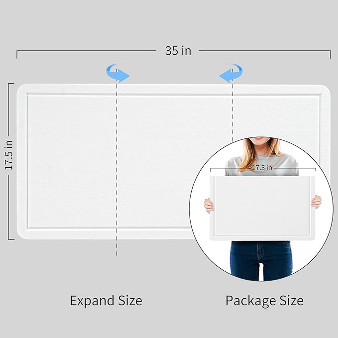 Bulletin Board, 35 x 17 1/2 inches Felt Board - Decorative Pin Board, Cork Board Alternative for Wall, Foldable Picture Board Self-Adhesive Vision Board Prayer Board with 20 Pushpins - White-DeskLoop Office