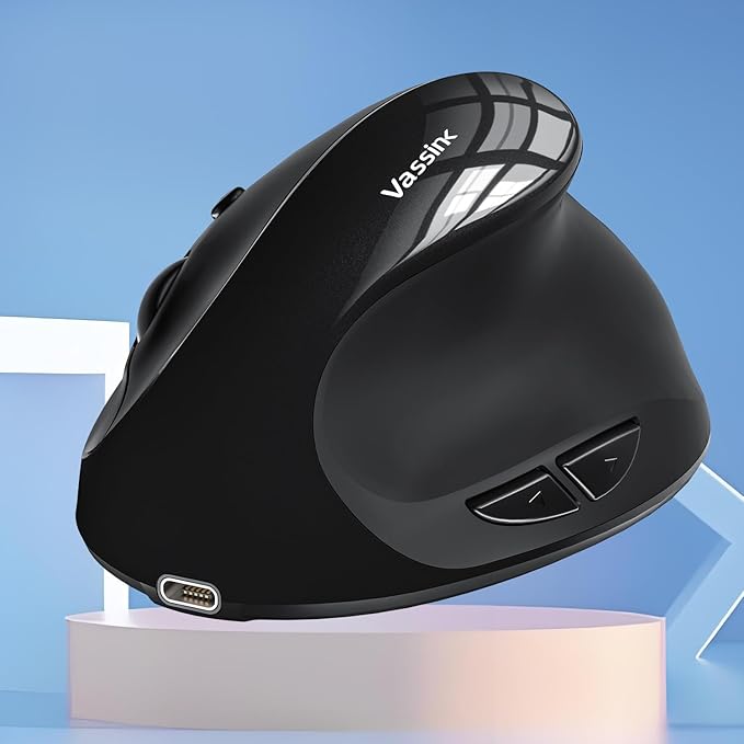 Vassink Ergonomic Mouse, Vertical Wireless Mouse,Mini Mouse Rechargeable 2.4G Optical Carpal Tunnel Mice: 800/1200 / 1600 DPI, 6 Buttons, for Laptop, PC, Computer, Desktop, Notebook etc-DeskLoop Office