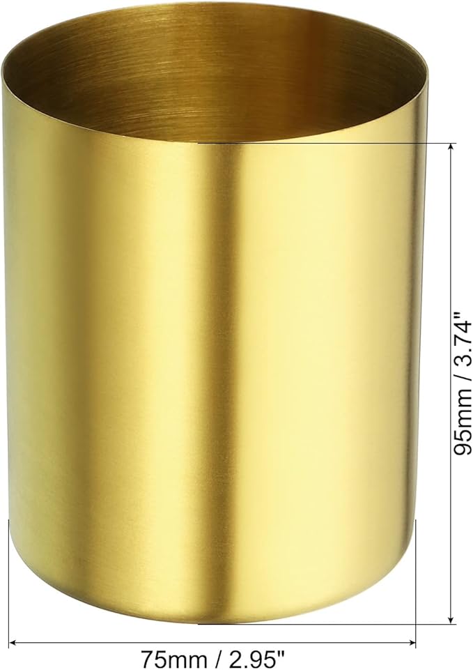 PATIKIL Pencil Holder, 3 Pack Pen Holder for Desk Stainless Steel Pencil Holders Cup Organizer Makeup Brush Holder for Desk Accessories, Golden-DeskLoop Office