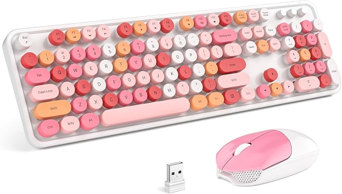 MOFII Wireless Keyboard and Mouse Combo, 2.4GHz Retro Full-Size Wireless by MOFII