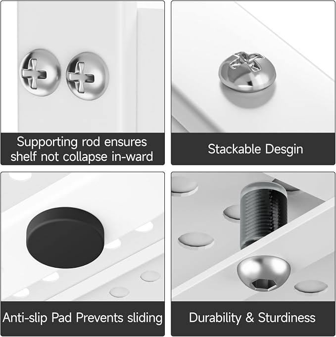 jkxoo 2Pack Expandable Cabinet Shelf Organizers, Stackable Metal Shelves - Image 4