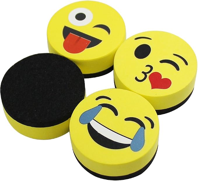 VIZ-PRO Magnetic Smiley Face Circular Whiteboard Eraser / 24 Pack of 2" Dry by VIZ-PRO