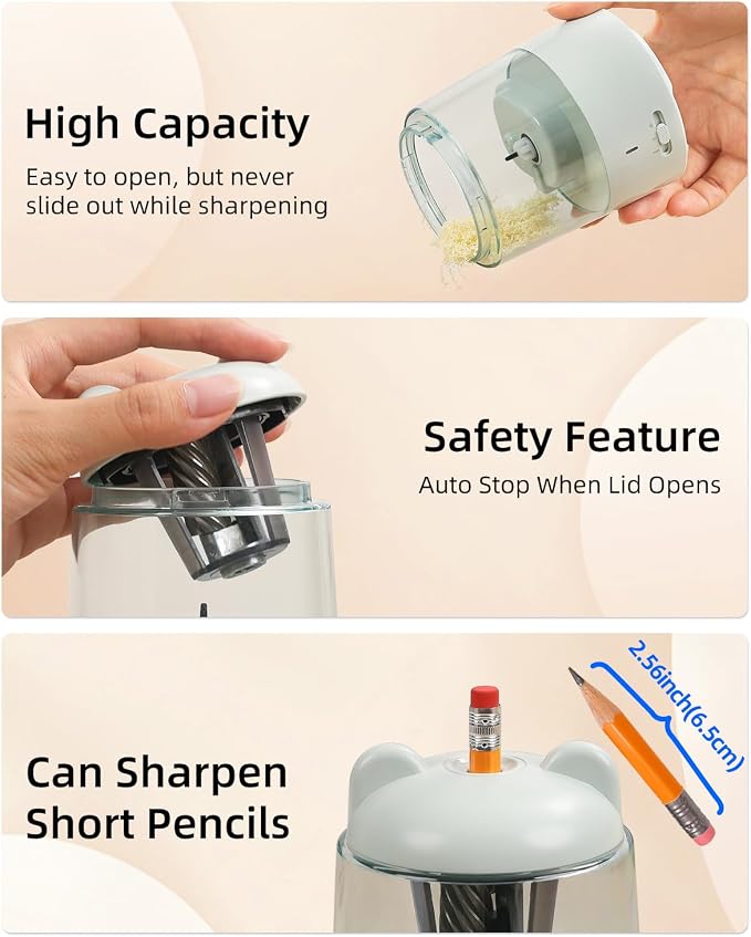 ZMOL Colored Pencil Sharpener, Rechargeable Electric Pencil Sharpener, Auto Stop - Image 9