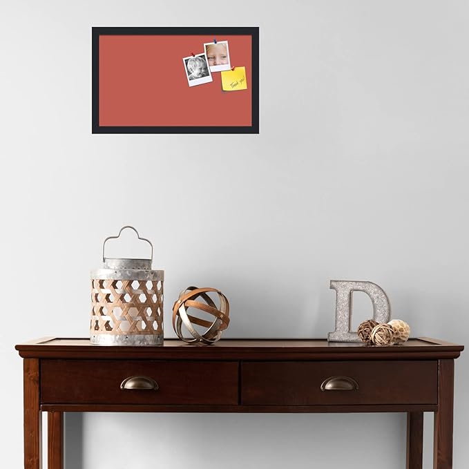 PinPix 20x12 Inch Cork Bulletin Board. This Decorative Framed Pin Board Comes with Crimson Pastel Design and a Satin Black Frame. Ideal for Home Office Decor or Message Board (PinPix-1807)-DeskLoop Office