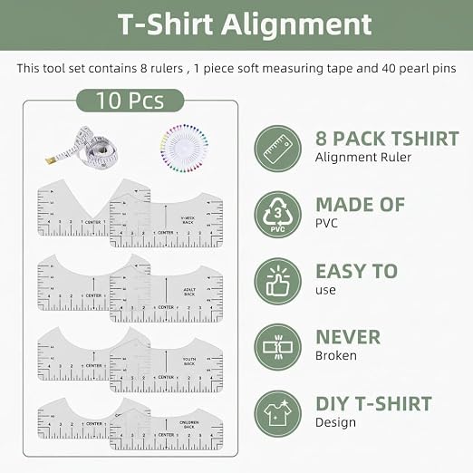 MFJUNS 10 PCS T-Shirt Ruler Guide - Image 3