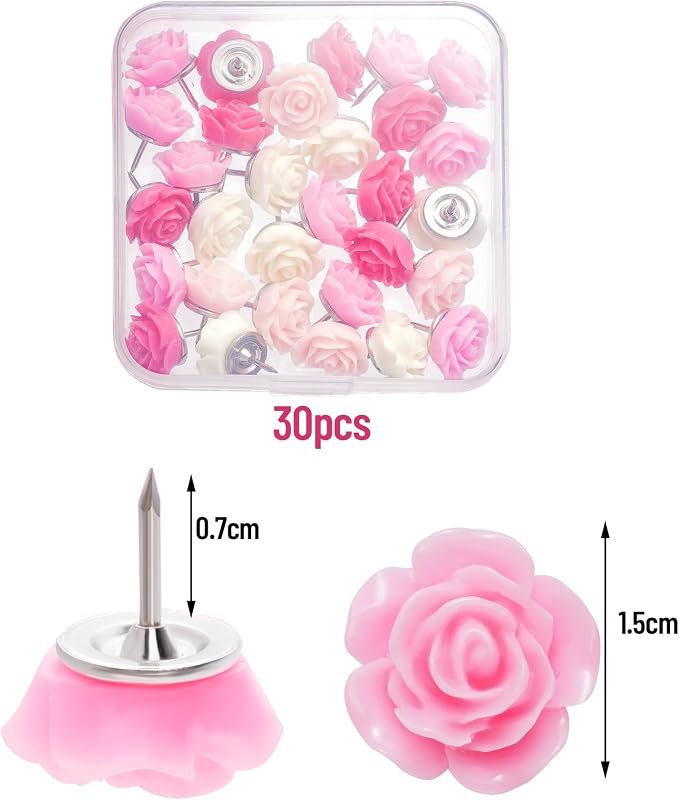 hoyuwak 30pcs Push Pins Cute Decorative Flower Thumb Tacks Bulletin Board Color - Image 3